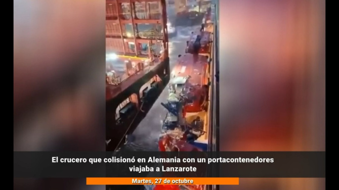 Un crucero con destino a Canarias choca contra un portacontenedores en Alemania