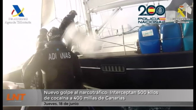 Nuevo golpe al narcotráfico: Interceptan 500 kilos de cocaína a 400 millas de Canarias