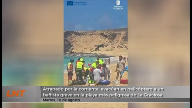 Evacuación en helicóptero a una bañista en La Graciosa