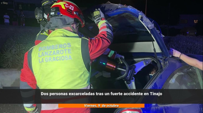 Dos personas excarceladas tras un fuerte accidente en Tinajo 
