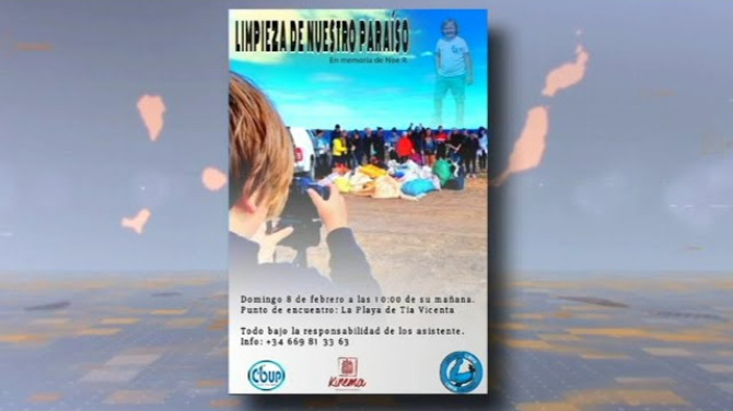 'Lanzarote Limpia' la playa de Tía Vicenta en memoria de Noe Ruckstuhl