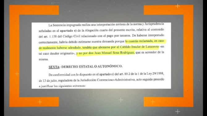 El recurso de Sosa deja por escrito quién quiere que pague los 300.000 euros: el Cabildo