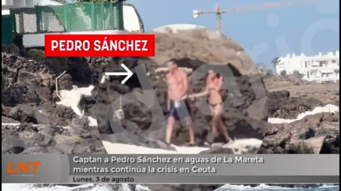 Captan a Pedro Sánchez en aguas de La Mareta mientras continúa la crisis en Ceuta