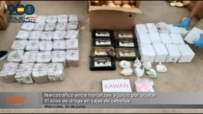 Narcotráfico entre hortalizas: a juicio por ocultar 51 kilos de droga en cajas de cebollas