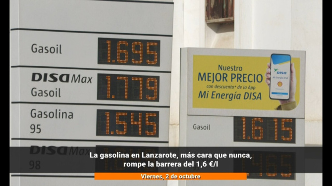 La gasolina en Lanzarote, más cara que nunca, rompe la barrera de los 1,60 euros La gasolina en Lanzarote, más cara que nunca, rompe la barrera de los 1,60 euros
